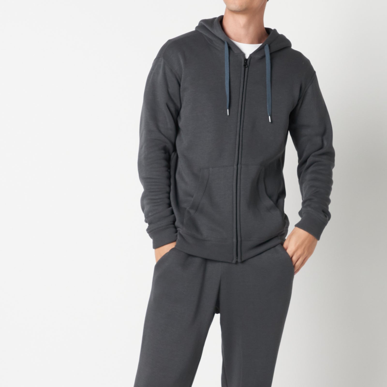 【BLACKUP】エアスウェットルーズフィットフードジップアップ Blackup